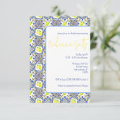ブルーホワイトイエローレモンズマジョリカブライダルシャワー 招待状 (スタンド正面)