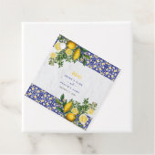 ブルーホワイトイエロー地中海のタイルレモンズ結婚ーズ フェイバータグ (インサイチュ)