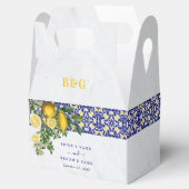 ブルーホワイトイエロー地中海のタイルレモンズ結婚ーズ フェイバーボックス (オープン)