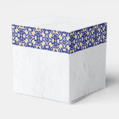 ブルーホワイトイエロー地中海のタイルレモンズ結婚ーズ フェイバーボックス (裏面サイド)