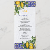 ブルーホワイトイエロー地中海のタイルレモンズ結婚ーズ メニュー (正面)