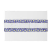 ブルーホワイトイエロー地中海のタイルレモンズ結婚ーズ 招待状ベリーバンド (裏面例)