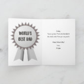 ブルーホワイトイエロー最高のパパエバーハッピーファーズデー カード (内部)