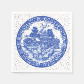 ブルーホワイトウィローキツネウッドランドクラックルルック スタンダードカクテルナプキン (正面)