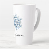 ブルーホワイトウィンタースノーフレーククリスマス カフェラテマグ (右アングル)