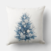 ブルーホワイトウィンタースノーフレーククリスマス クッション (裏面)