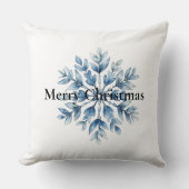 ブルーホワイトウィンタースノーフレーククリスマス クッション (正面)