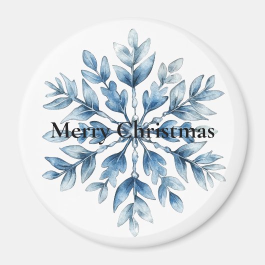ブルーホワイトウィンタースノーフレーククリスマス マグネット (正面)