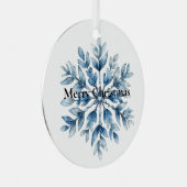 ブルーホワイトウィンタースノーフレーククリスマス メタルオーナメント (正面右)