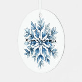 ブルーホワイトウィンタースノーフレーククリスマス メタルオーナメント (正面左)