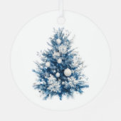 ブルーホワイトウィンタースノーフレーククリスマス メタルオーナメント (裏面)
