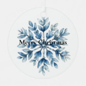 ブルーホワイトウィンタースノーフレーククリスマス メタルオーナメント (正面)
