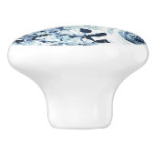 ブルーホワイトウィンターフローラバラヴィンテージシャビーシック セラミックノブ (側面)