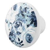 ブルーホワイトウィンターフローラバラヴィンテージシャビーシック セラミックノブ (右)