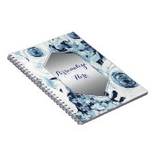 ブルーホワイトウィンターフローラバラヴィンテージシャビーシック ノートブック (右側)