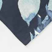 ブルーホワイトウィンターフローラバラヴィンテージシャビーシック フリースブランケット (角)