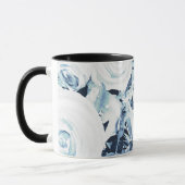 ブルーホワイトウィンターフローラバラヴィンテージシャビーシック マグカップ (左)