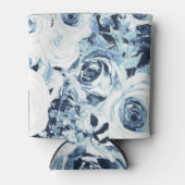 ブルーホワイトウィンターフローラバラヴィンテージシャビーシック 缶クーラー (正面)