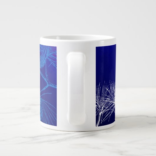 ブルーホワイトウィンターホリデーパイン ジャンボコーヒーマグカップ (裏面)