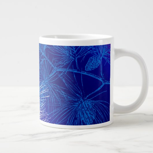 ブルーホワイトウィンターホリデーパイン ジャンボコーヒーマグカップ (右)