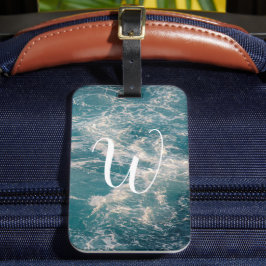 ブルーホワイトウェーブズシーカリブのケープモノグラム ラゲッジタグ