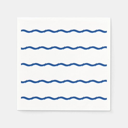 ブルーホワイトウェーブパーティー紙 スタンダードカクテルナプキン (正面)