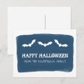 ブルーホワイトウォーター色こうもりハロウィンポストカード ポストカード (正面/裏面)