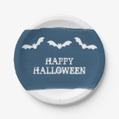 ブルーホワイトウォーター色こうもりハロウィーン ペーパープレート (正面)