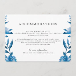 ブルーホワイトウォーター色のフローラ結婚の宿泊施設 エンクロージャーカード