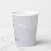 ブルーホワイトウォーター色フローラ90誕生日 紙コップ (左)