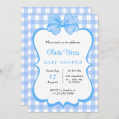 ブルーホワイトウォーター色ベビーシャワー招待状 招待状 (正面/裏面)