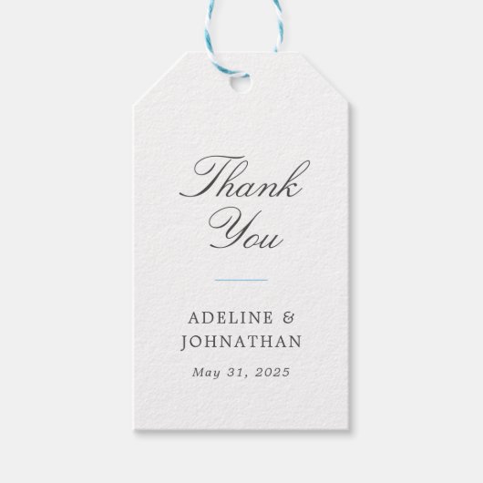 ブルーホワイトエレガントな結婚式ありがとう ギフトタグ (正面)