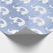 ブルーホワイトエレファントベビーシャワープリンセスボーイ ラッピングペーパー (角)