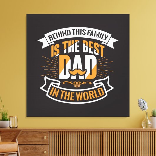 ブルーホワイトオレンジファーズデイファミリーザ最高のパパ キャンバスプリント (インサイチュ (リビング))