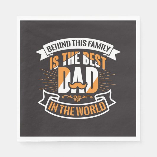 ブルーホワイトオレンジファーズデイファミリーザ最高のパパ スタンダードランチョンナプキン (正面)