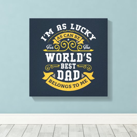 ブルーホワイトオレンジワールド最高のパパ キャンバスプリント (インサイチュ (ウッドフロア))