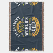 ブルーホワイトオレンジワールド最高のパパ スローブランケット (正面縦)