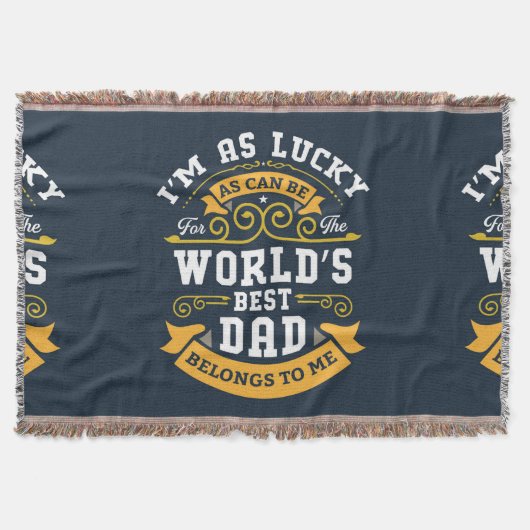 ブルーホワイトオレンジワールド最高のパパ スローブランケット (正面)