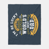 ブルーホワイトオレンジワールド最高のパパ フリースブランケット (正面)