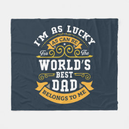 ブルーホワイトオレンジワールド最高のパパ フリースブランケット