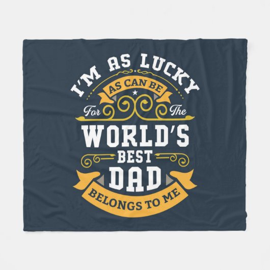 ブルーホワイトオレンジワールド最高のパパ フリースブランケット (正面(横))