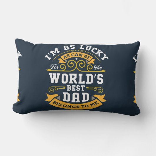 ブルーホワイトオレンジワールド最高のパパ ランバークッション (正面)