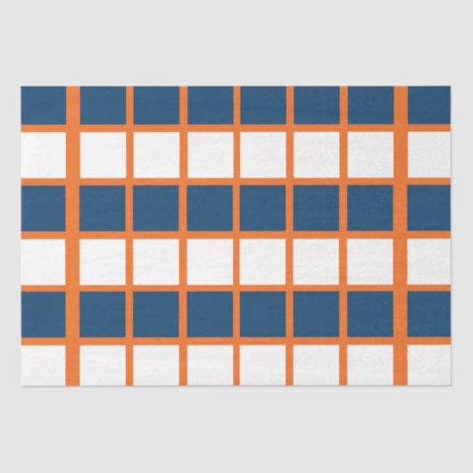 ブルーホワイトオレンジ市松模様にスクエア誕生日 薄葉紙 (正面)