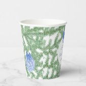 ブルーホワイトオーナメントクリスマスブライダルシャワーパーティー 紙コップ (右)