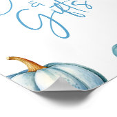 ブルーホワイトカボチャ秋秋のカード&ギフトサイン ポスター (角)