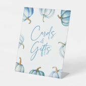 ブルーホワイトカボチャ秋秋のカード&ギフトサイン 台座サイン (正面)