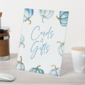 ブルーホワイトカボチャ秋秋のカード&ギフトサイン 台座サイン (インサイチュ)