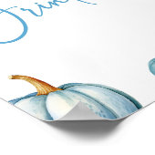 ブルーホワイトカボチャ秋秋ドリンクパーティー看板 ポスター (角)