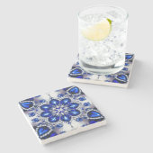 ブルーホワイトカラーの特殊な石コースター ストーンコースター (横)