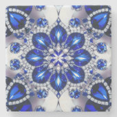 ブルーホワイトカラーの特殊な石コースター ストーンコースター (正面)